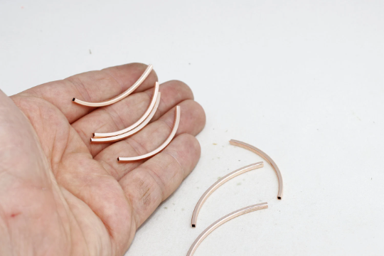 2 tubicini per polsini in oro rosa da 50 mm, bracciale rigido, collana tubolare, ROSE51
