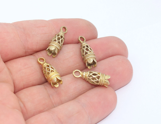 7x20mm Raw Brass Bead Cap, 5mm Inner End Cap, Brass AE62