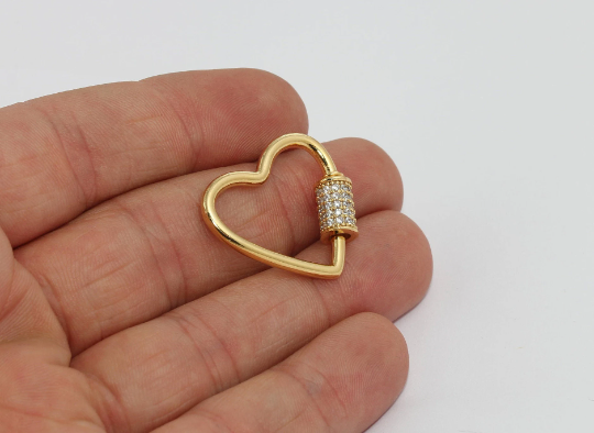 Shiny Gold Heart Screw Clasp