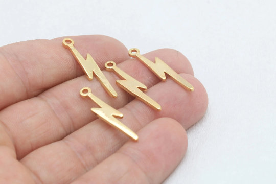 5x28mm 24k Parlak Altın Şimşek Tılsımları, Lightning, BRT806