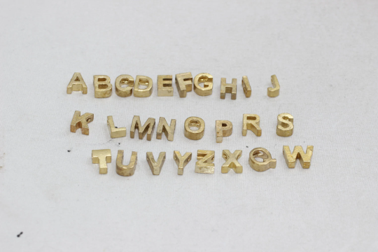 6x7mm Raw Brass Letters, Letter Charms, Letter Beads,   HRF43