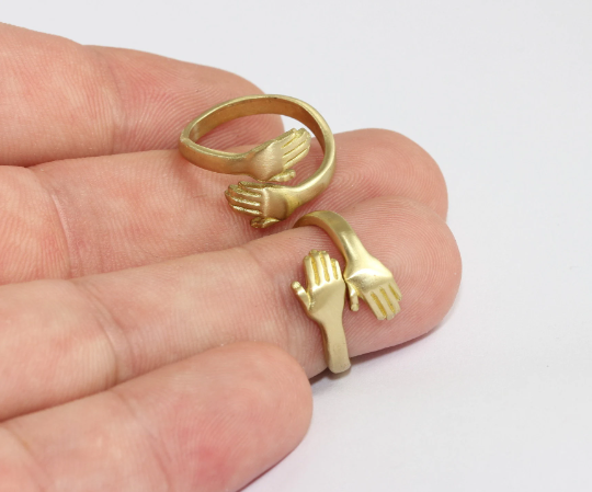 17-18mm Raw Brass Rings, Raw Brass Hands Rings, Love , ZPR286