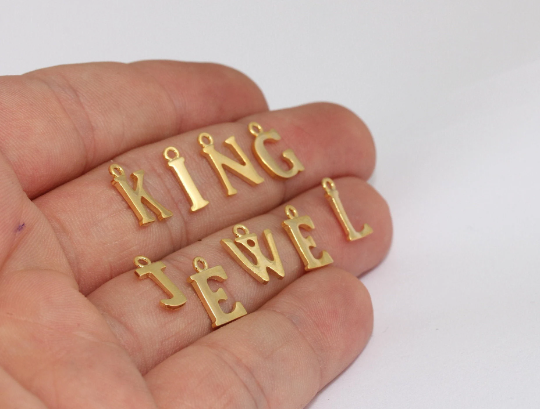 7x11mm 24k Shiny Gold Letter Charm, Initial Charms,Alphabet, HRF50