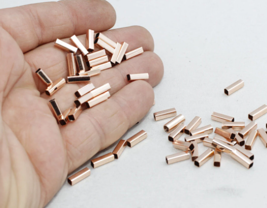 3x10mm Rose Gold Plated Square Tubes, Tubes,solid ROSE225