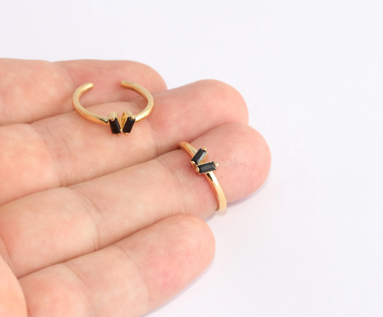 16-17mm 24k Shiny Gold Baguette Ring, Micro Pave, Gold SLM738