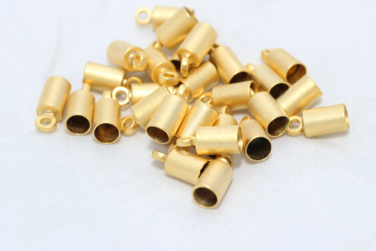 24k Matt Gold Bead Caps, Inner Size 3,60mm, Cord End, DOM34