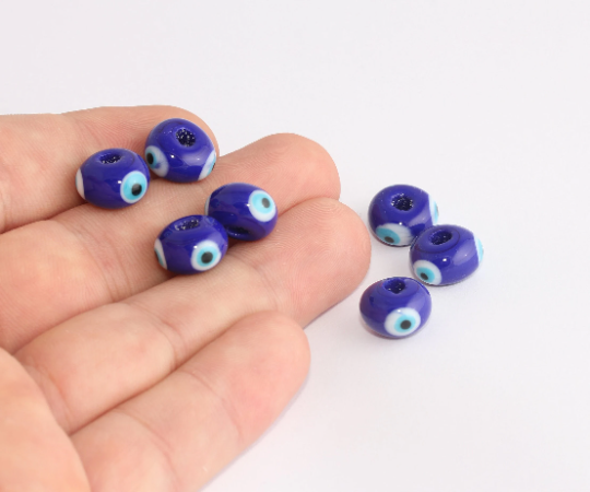 Perline anti-malocchio blu da 13 mm, rondelle rotonde anti-malocchio, perline, SLM955