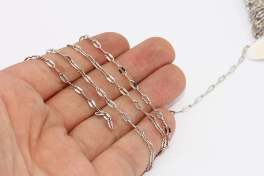 2,7 mm Rodyum Kaplama Çubuk Zincir, Lehimli Zincir, Bilek BXB242