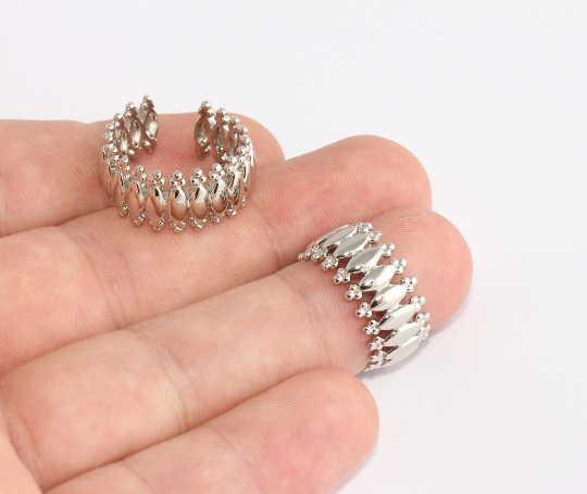 16-17mm Rhodium Plated Rings, Adjustable Ring Settings, XP107