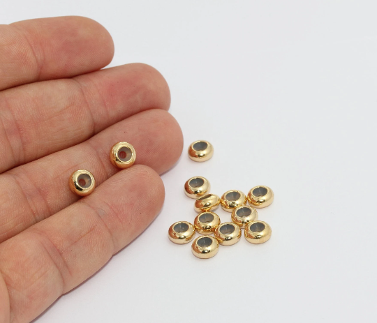 7mm 24k Shiny Gold Rubber Stopper, Connector Beads, MTE1486