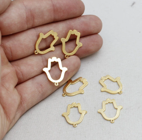 17x22mm 24k Matt Gold Hamsa Charm, Gold Hamsa Jewelry BRT484
