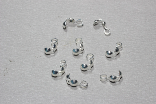 Silver Plated Bead tips, crimp , Brass Bead Tips- Ball chain, BLS29