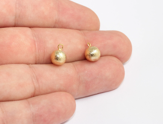 8x11mm 24k Shiny Gold Ball Beads, Ball Pendant, Drop Ball , MLS726