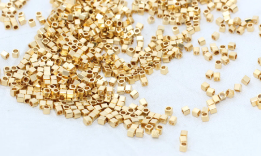 2mm 24k Shiny Gold Cube Beads, Spacer Beads,Beads  BRT65