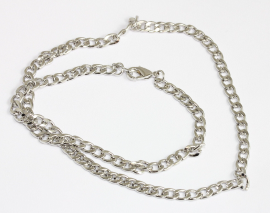 17" Rhodium Plated Curb Necklace, Ready Made Necklace, CHK568-2