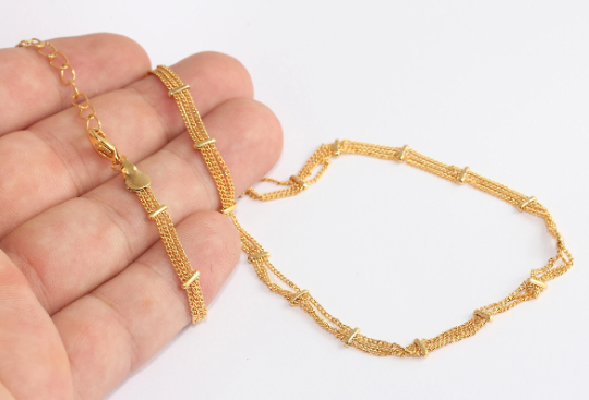 18'' 24k Shiny Gold Necklace, Satellite Necklace Chains, CHK559