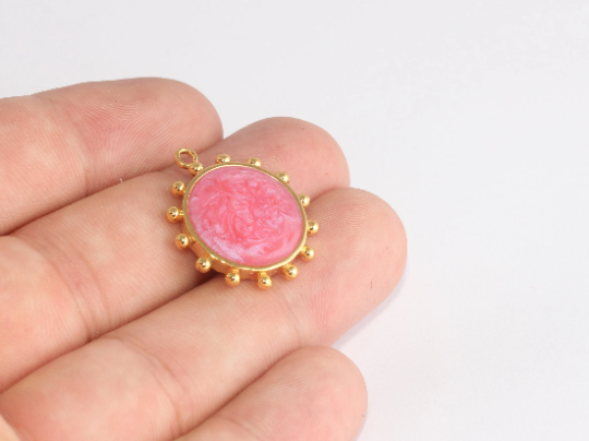 Ciondolo a forma di sole placcato oro lucido 24k da 22 mm, collana a forma di sole, MLS622