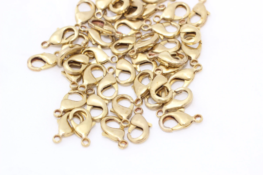 9mm Raw Brass Claw Clasps, Lobster Claw Clasps, Necklace Closures, Jewelry Making Supplies, Raw Brass Findings, NLC, CLO1