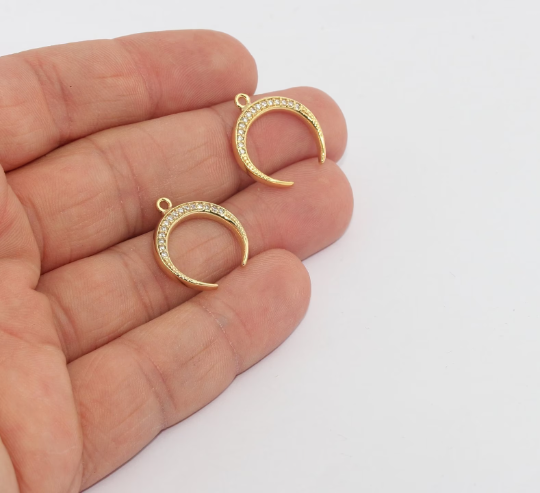 Ciondolo a forma di corno placcato oro 24k, 18x21 mm, BRT184