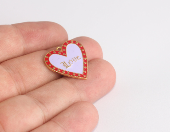 Ciondoli a forma di cuore in oro lucido 24k da 22 mm, collana Love, oro MLS796