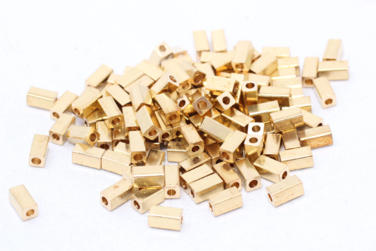 Perline tubolari in ottone grezzo 3x6 mm, perline tubolari quadrate, distanziatore KA18