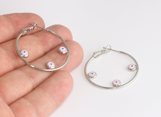 Earring Hoops, Hoop Ear Wire, Evil Eye
