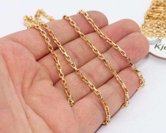 2,5mm 24k Shiny Gold Rolo Chain, Necklace Chains, Gold            BXB169