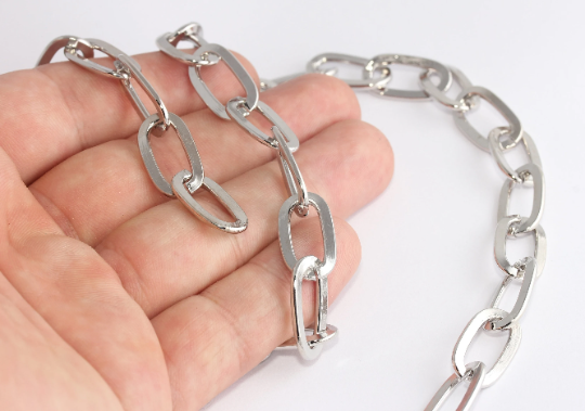 11x20mm Rhodium Plated Link Chain, Handmade Chain, BXB366-1