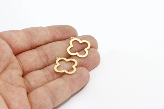 20x22mm 24k Matt Gold Clover Charms, Matt Gold Clover, BRT216