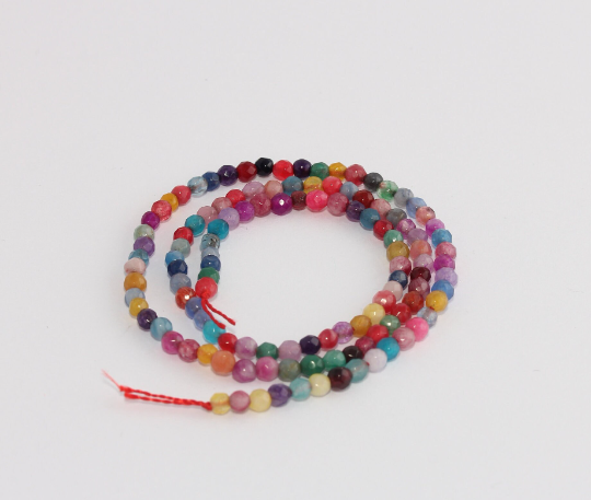 3mm Mixed Color Bead Strand, Faceted Round Beads, Ball CHK701-2