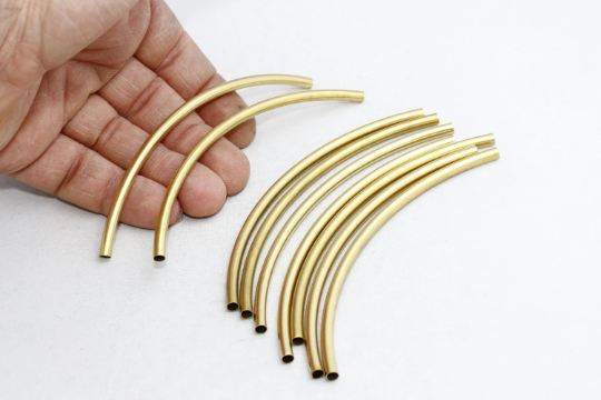 4x110mm Raw Brass Curved Tubes, Necklace Tubes, Tube , TBR82