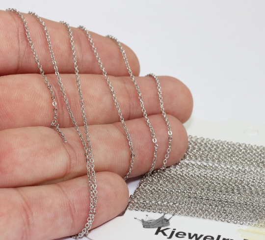 1,1x1,3mm Rhodium Plated Chain, Tiny Rolo Chains, CHK453