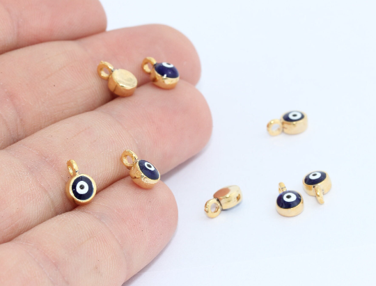 Perline anti-malocchio in oro lucido 24k da 5x9 mm, ciondoli anti-malocchio, ciondoli a goccia, ciondoli per braccialetti, ciondolo anti-malocchio, perline placcate in oro, EVE, MTE564
