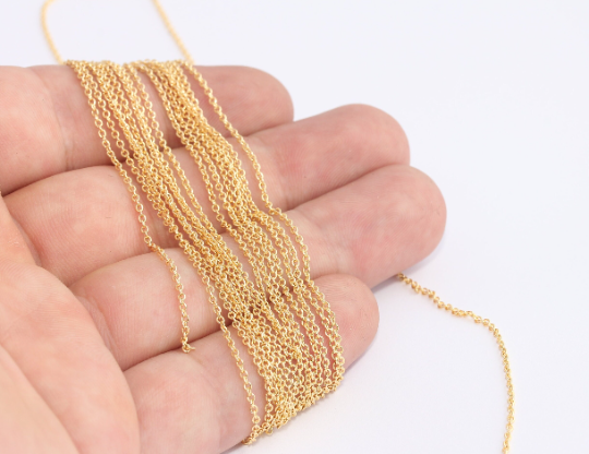 1,3x1,6mm Shiny Gold Cable Chain, Bulk Lot , Dainty ,SG CHK270