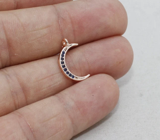 10x16mm Gül Altın Ay, Mikro Döşeme Ay Takıları, ZRCN153