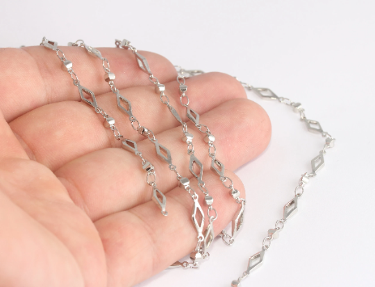 4x12,5mm Rhodium Plated Square Bar Chain, Soldered BXB380
