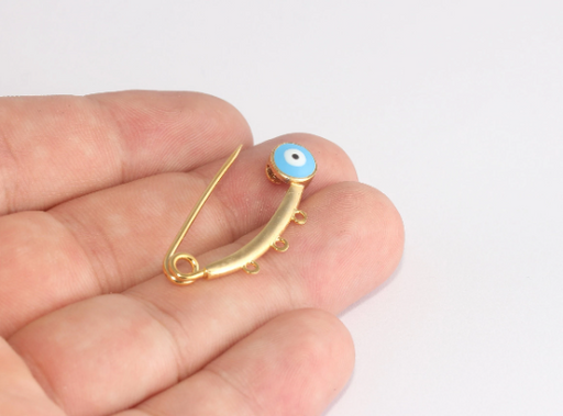 Shiny Gold Evil Eye Safety Pin