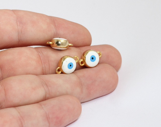 11x16mm 24k Shiny Gold Evil Eye Beads, Evil Eye Bracelet, MLS408