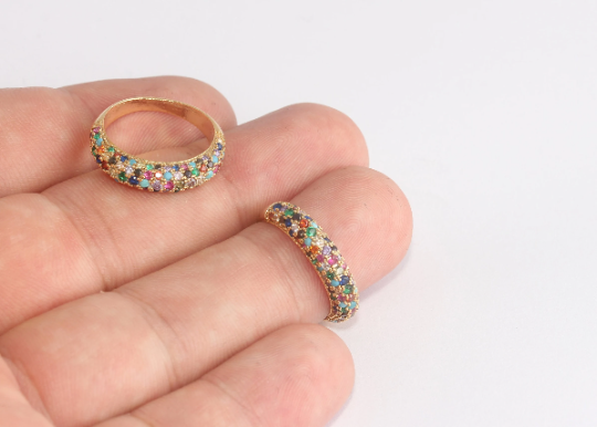 17mm 24k Shiny Gold Micro Pave Closed Rings, Dainty MLS1109