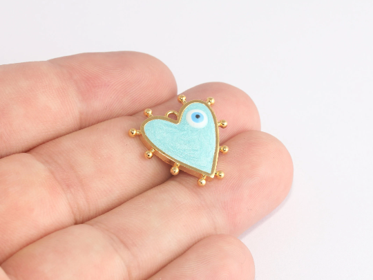 21mm 24k Shiny Gold Heart Charms, Love Necklace, Bule , MLS492