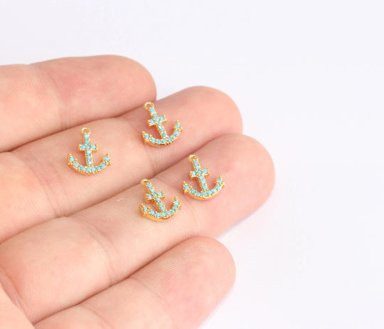 Shiny Gold Anchor Charms