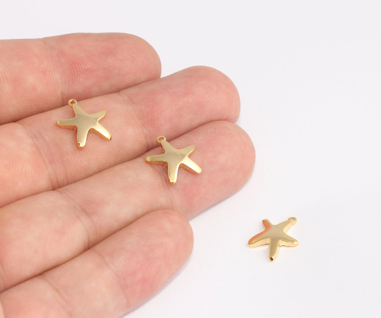 12x13mm 24 ayar Parlak Altın Deniz Yıldızı, Deniz Yıldızı Takıları, Deniz Yıldızı SLM336