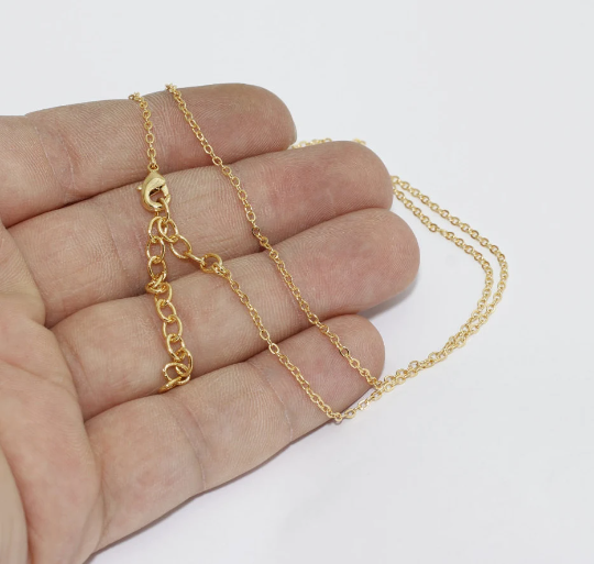 26" + 2" 24k Shiny Gold Necklace, Cable Chain Necklace, CHK389