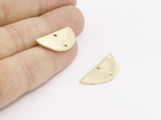 12x24mm 24k Shiny Gold Semicircle, Half Moon Charms, BRT799