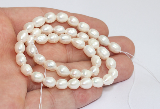 6x8mm Natural Pearl Bead Strand, Genuine White Pearls, CHK474