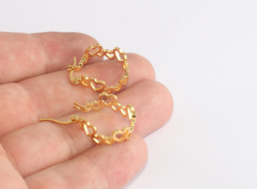 Heart Earrings, Gold Earrings