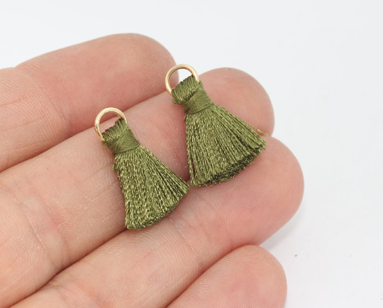Green tassels, Mini Tassels, 2,5cmDark Blue , Short Thread, XSL22