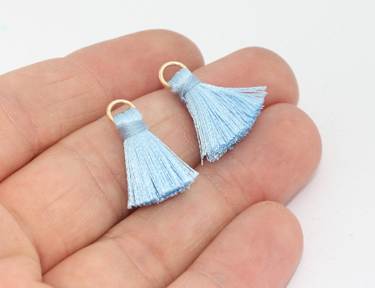 ice Blue tassels, Mini Tassels, 2,5cm , Short Thread Cotton, XSL18