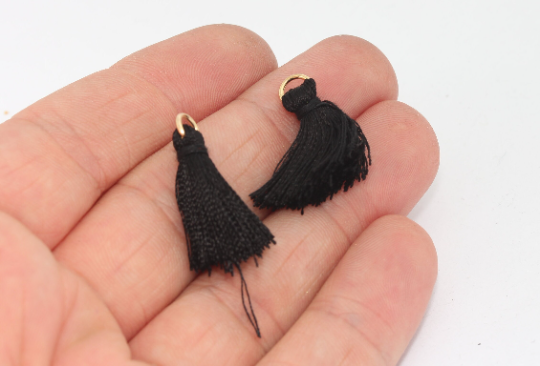 Black tassels, Mini Tassels, 2,5cm , Short Thread Cotton Tassels, Cotton Tassels, XSL1
