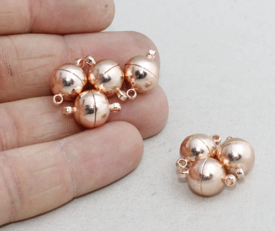 11mm Rose Gold Magnetic Clasps, Round Magnetic Clasps, MGN84